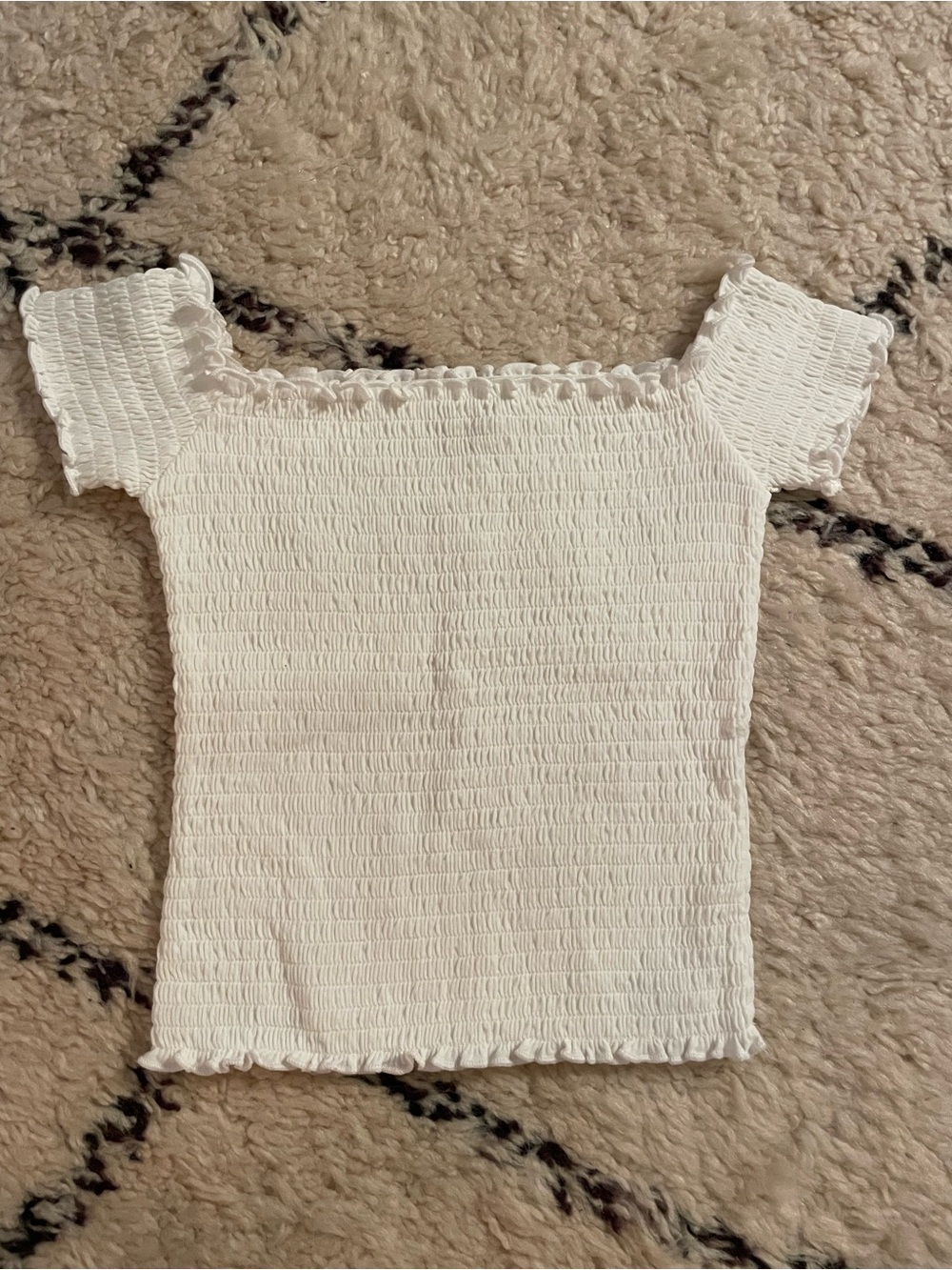 Hollister White Smocked Off-Shoulder Crop Top